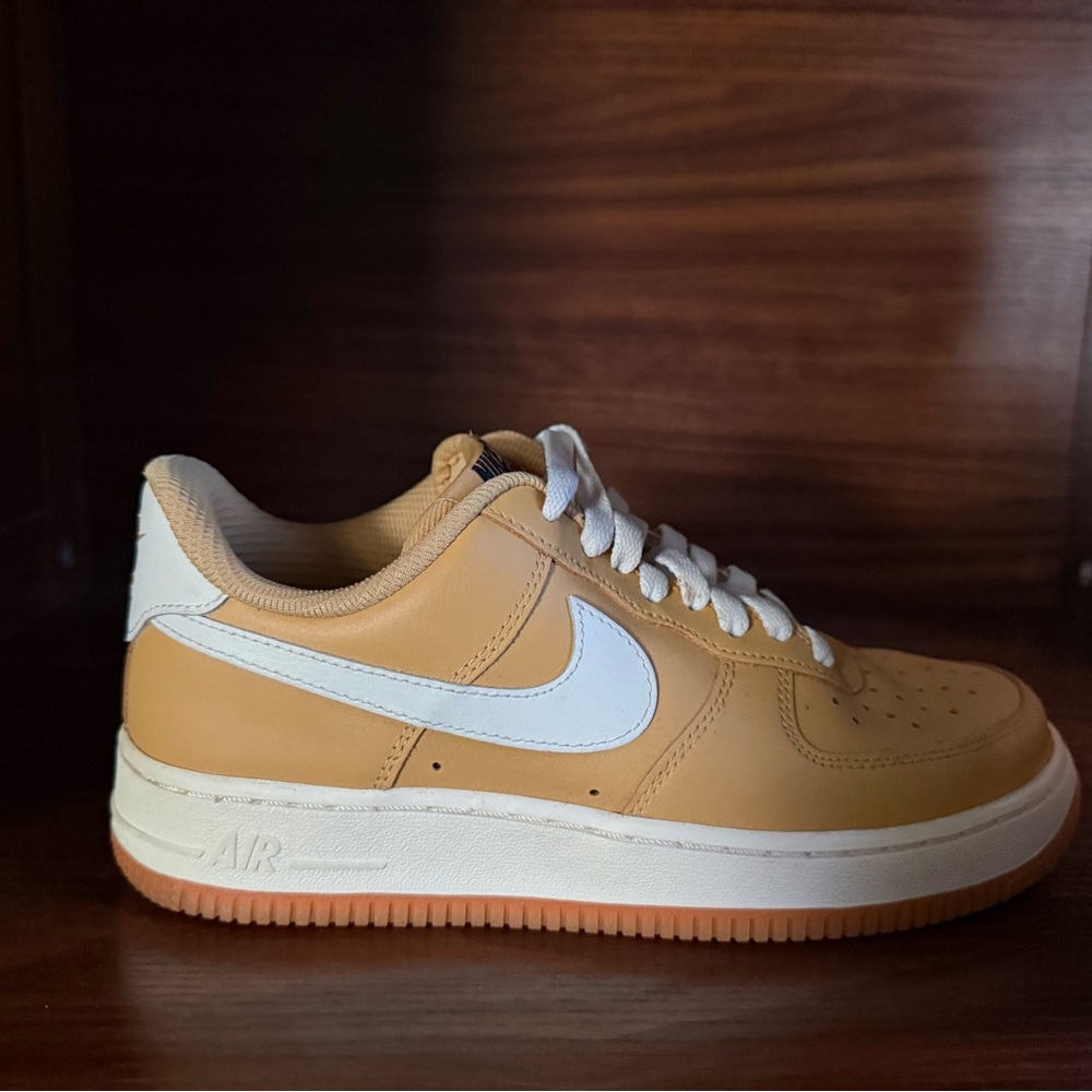 Back To School! Customized Nike Tan and White Athletic Shoes. Worn once